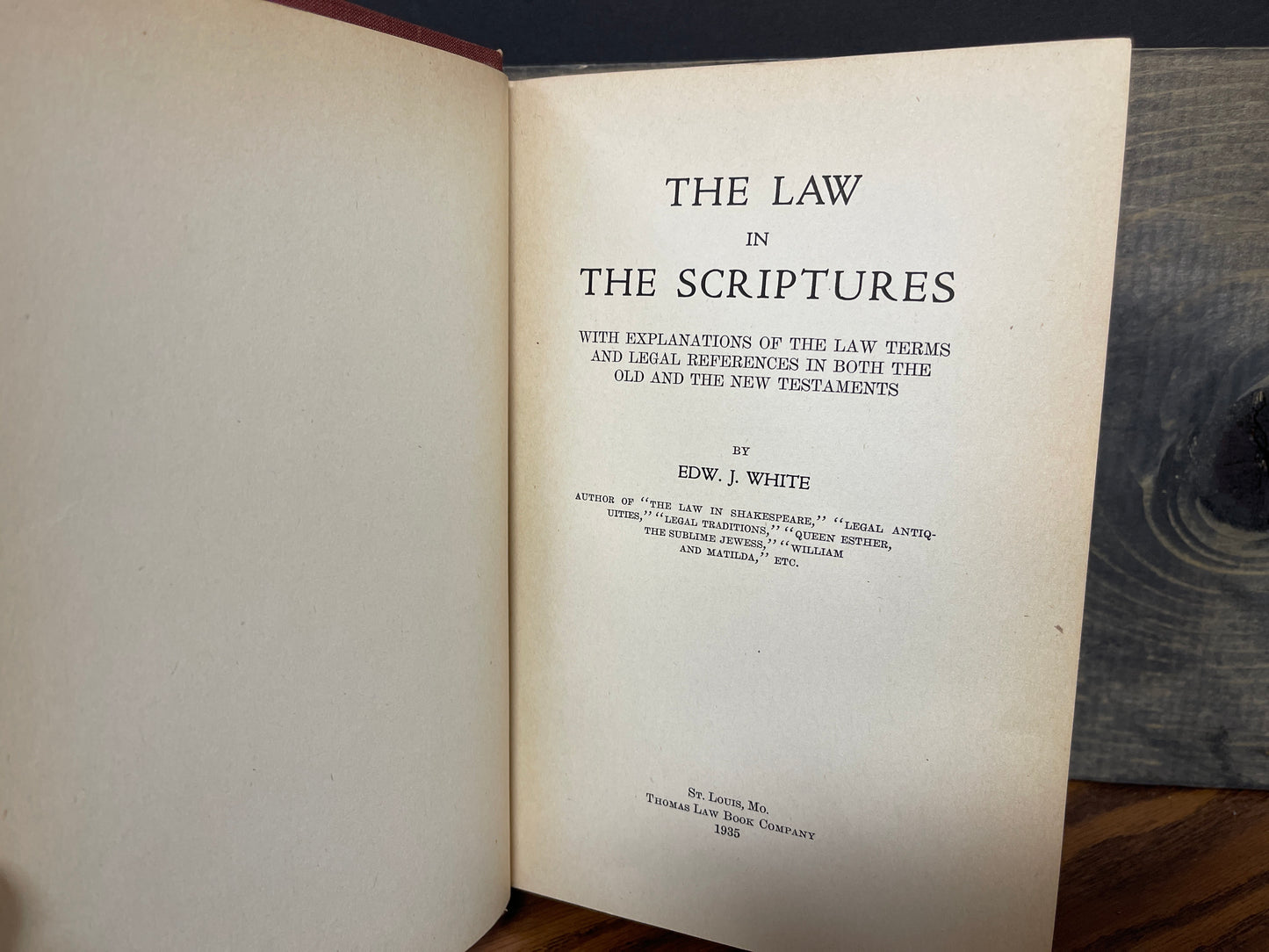 The Law in the Scriptures 1935