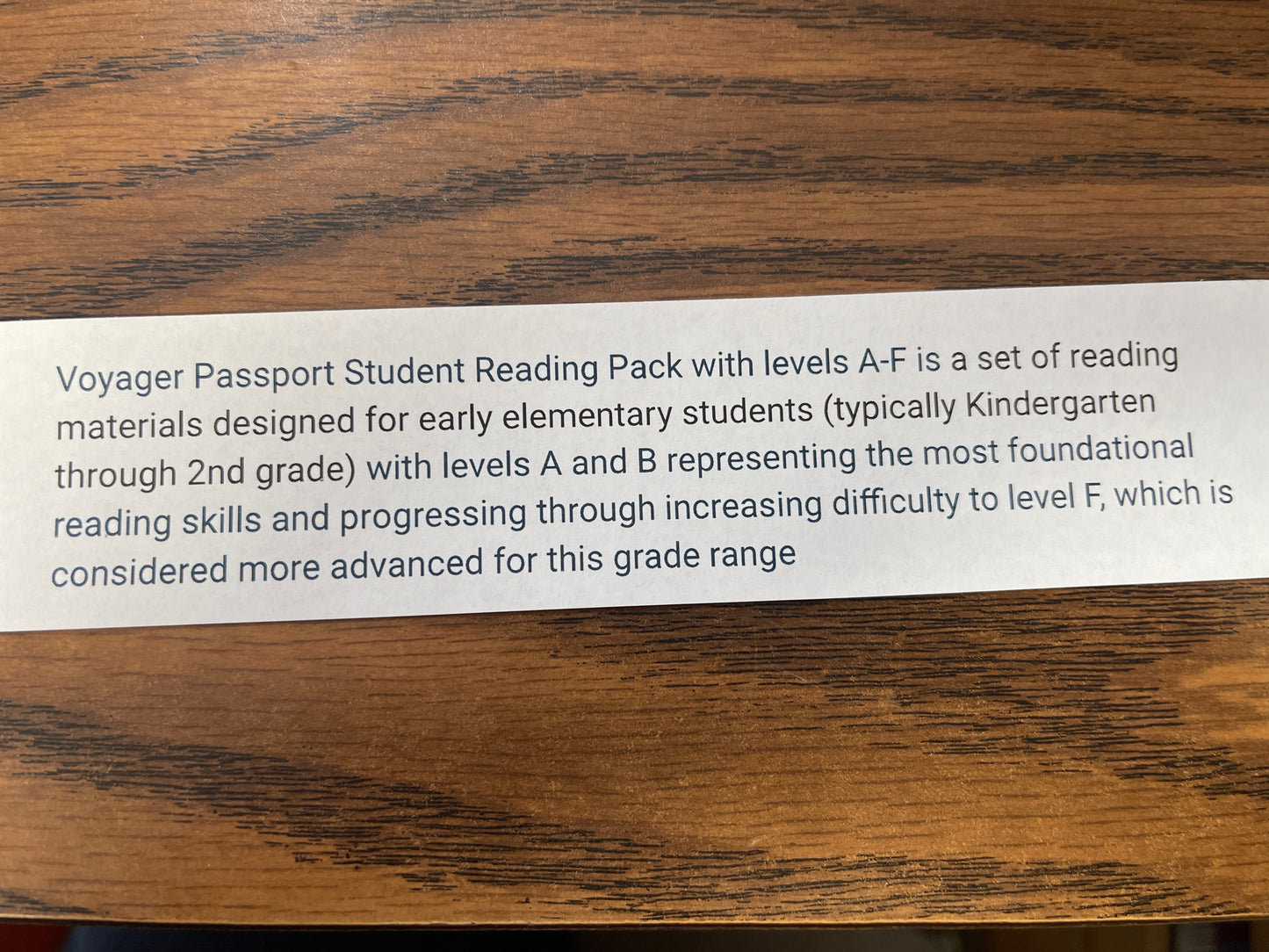 Voyager Passport Student Reading Pack 3.1 (K-2nd) level F complete