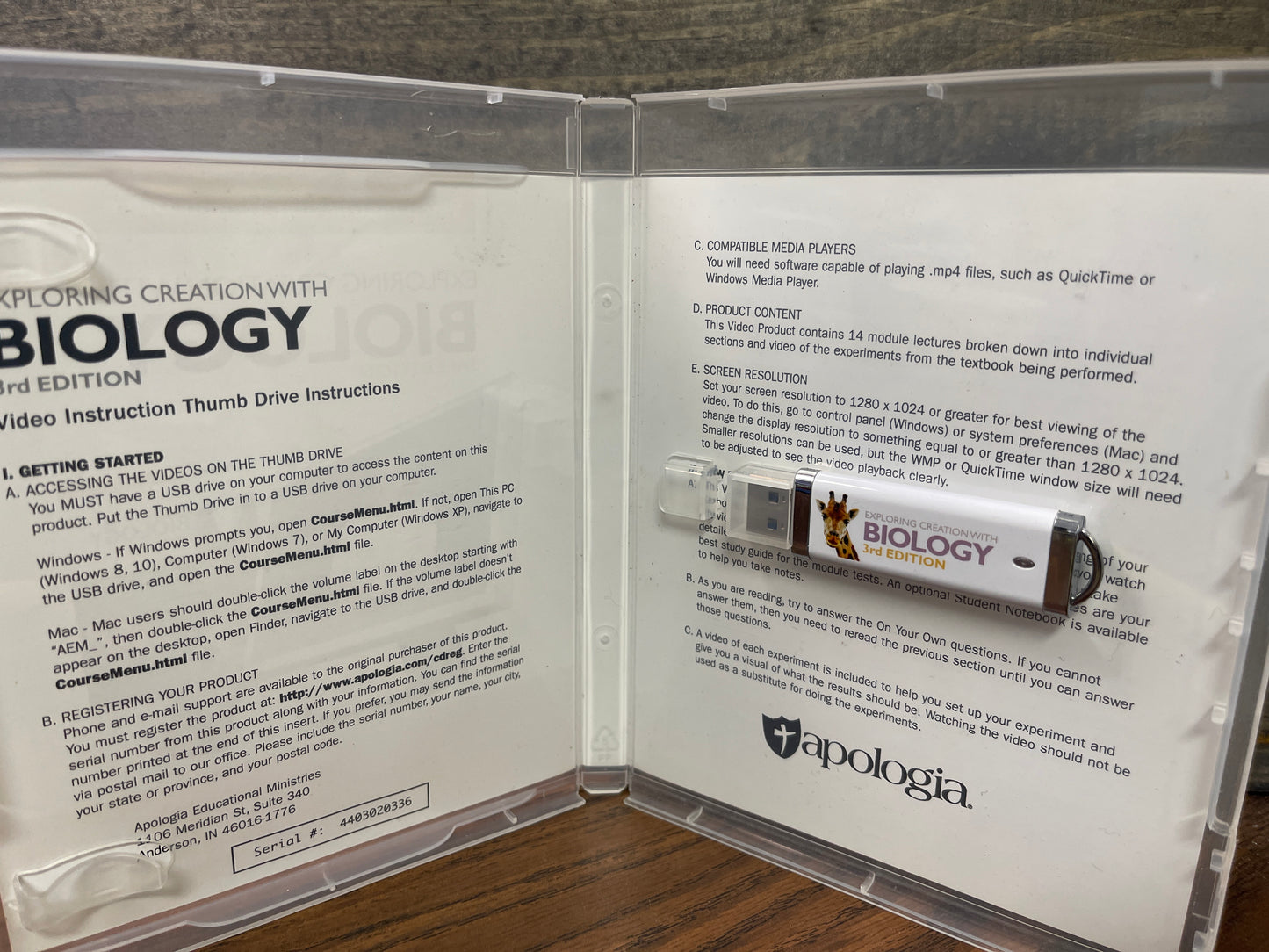 Exploring Creation with Biology Video Instruction Thumb Drive 3rd Ed