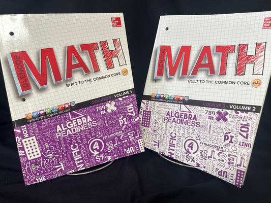 Glencoe Math Course 3 Math volume 1 & 2 set