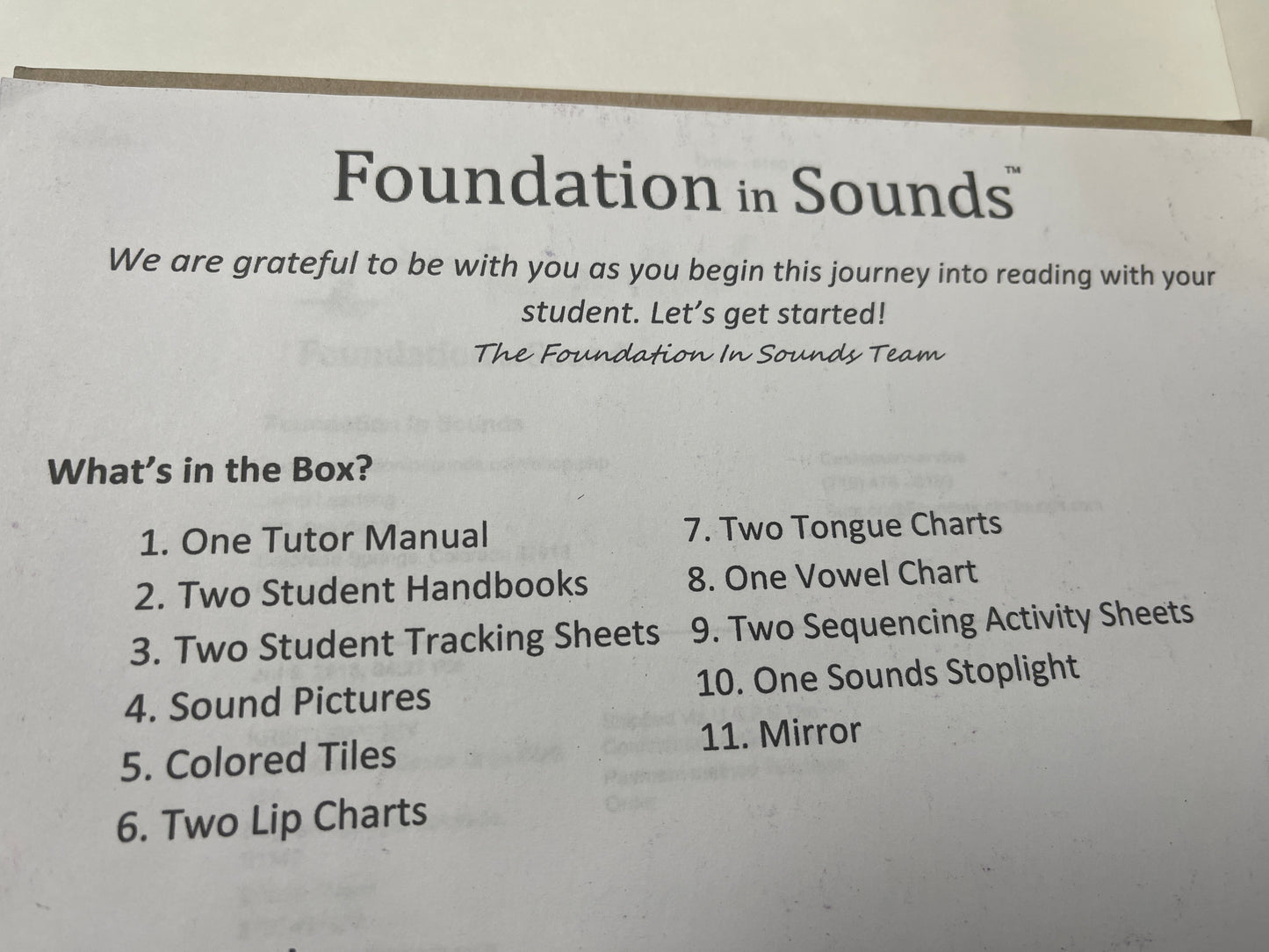 Foundation in Sounds™ Kit - Full Curriculum