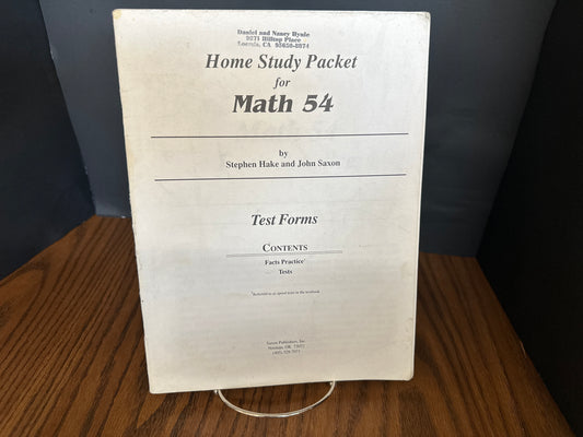 Home Study Packet Math 5/4